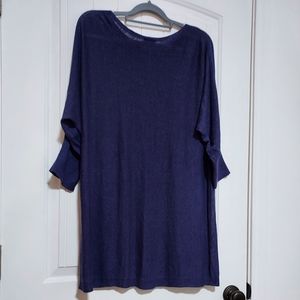 J Jill  sweater pullover XLT Raglan 3/4 knit sleeve linen/viscose navy preowned